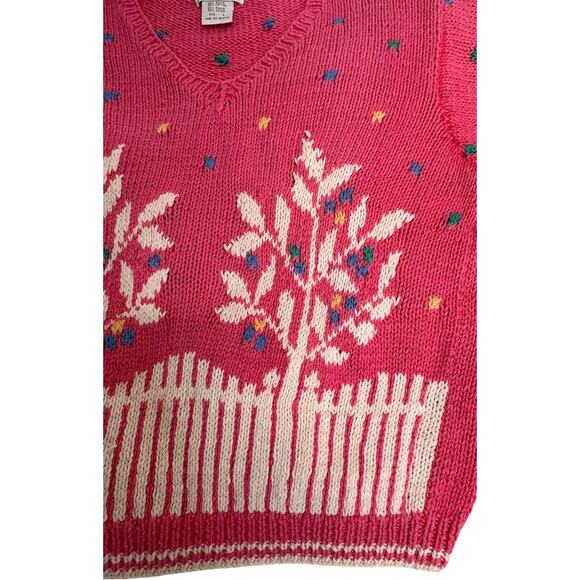 Vintage 80s SKYR Tree Knit Sweater Ramie Cotton Confetti Cottagecore Medium - Picture 10 of 16